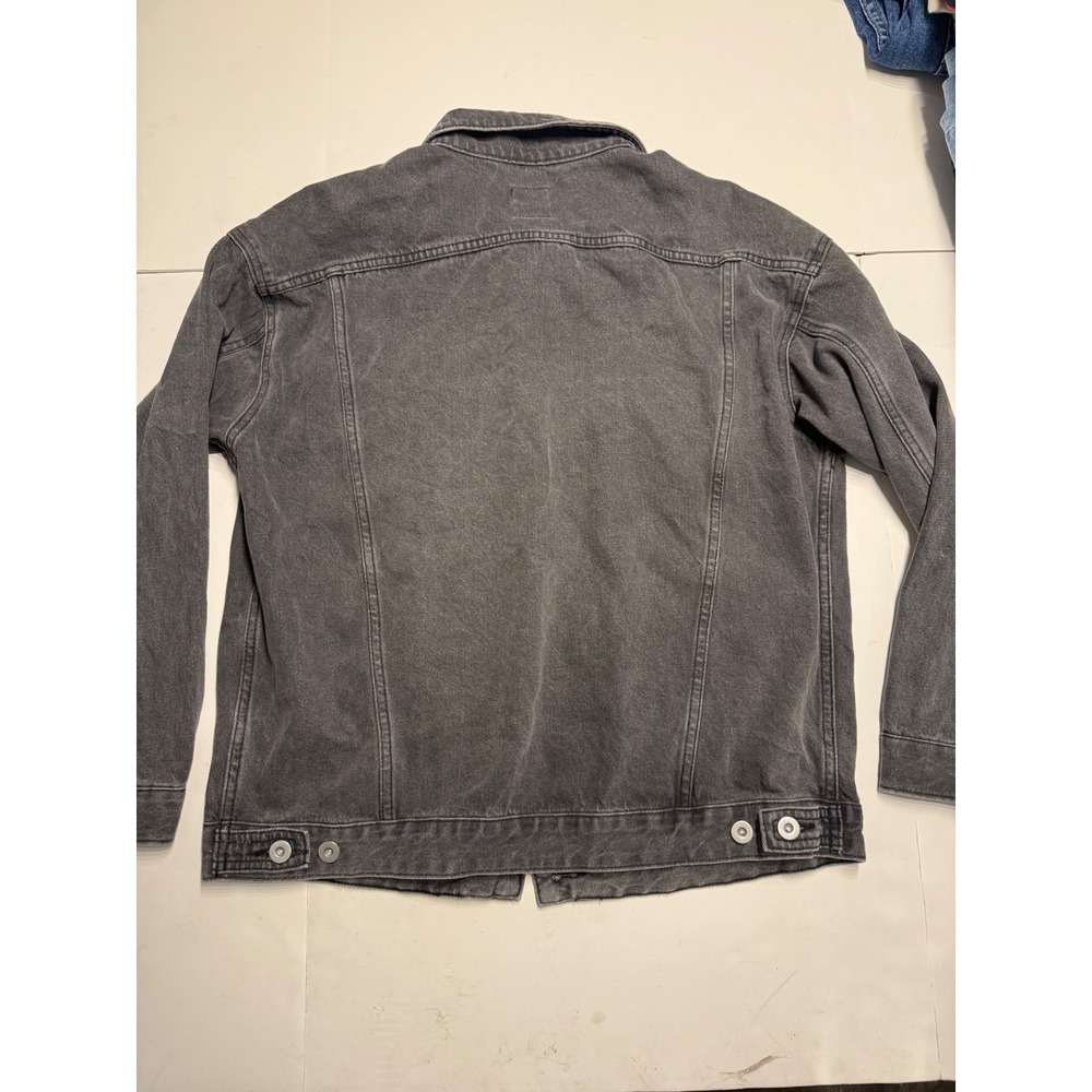Wild Fable Womens Black Denim Trucker Jacket Faded Oversized Cotton Coat Medium - Picture 6 of 6